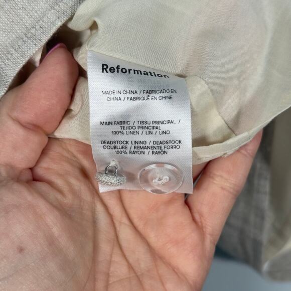 Reformation Linen Oliva 2 Piece Set Size 12 Beige Oatmeal NEW - Picture 9 of 10